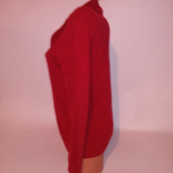 Croft & Barrow Womens Sweater Medium Red Solid Turtleneck Long Sleeve Pit to Pit - Picture 4 of 7